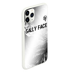 Чехол iPhone 11 Pro матовый Sally Face glitch на светлом фоне: символ сверху, цвет: 3D-белый — фото 2