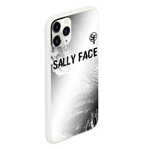 Чехол iPhone 11 Pro матовый Sally Face glitch на светлом фоне: символ сверху / 3D-Белый – фото 2