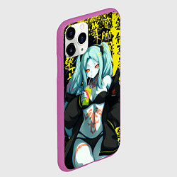 Чехол iPhone 11 Pro матовый Ребекка в куртке самурая - Киберпанк, цвет: 3D-фиолетовый — фото 2