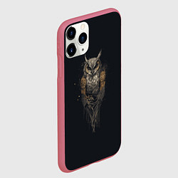 Чехол iPhone 11 Pro матовый Суровая стимпанк сова, цвет: 3D-малиновый — фото 2