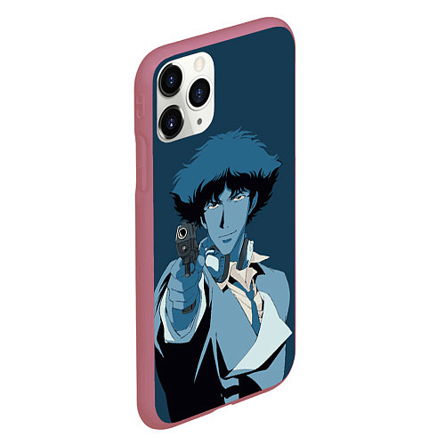 Чехол iPhone 11 Pro матовый Spike Spiegel blue / 3D-Малиновый – фото 2