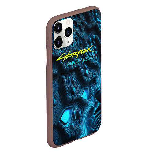 Чехол iPhone 11 Pro матовый Cyberpunk ice blue / 3D-Коричневый – фото 2