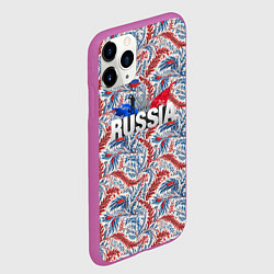 Чехол iPhone 11 Pro матовый Happy Russia волнистые узоры, цвет: 3D-фиолетовый — фото 2
