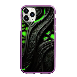 Чехол iPhone 11 Pro матовый Green black abstract, цвет: 3D-фиолетовый