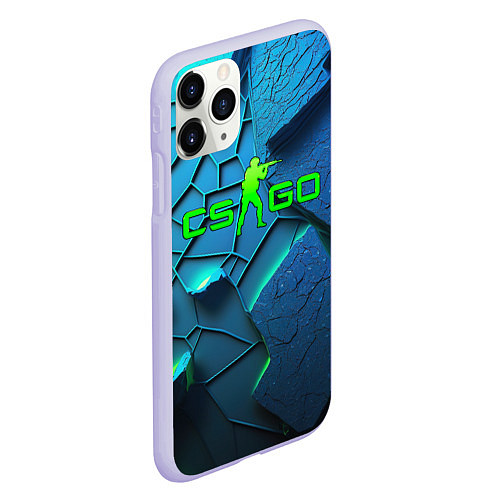 Чехол iPhone 11 Pro матовый CS GO blue green style / 3D-Светло-сиреневый – фото 2