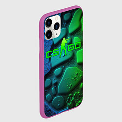 Чехол iPhone 11 Pro матовый CS GO green black abstract, цвет: 3D-фиолетовый — фото 2