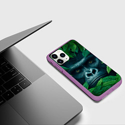 Чехол iPhone 11 Pro матовый Горилла в кустах, цвет: 3D-фиолетовый — фото 2