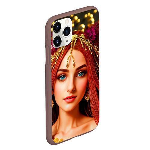 Чехол iPhone 11 Pro матовый Девушка с распущенными красными волосами / 3D-Коричневый – фото 2