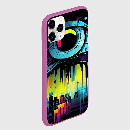 Чехол iPhone 11 Pro матовый The eye of cyberpunk / 3D-Фиолетовый – фото 2