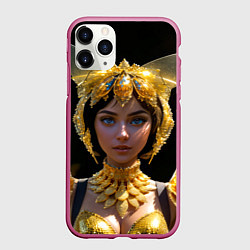 Чехол iPhone 11 Pro матовый Девушка королева бабочек, цвет: 3D-малиновый