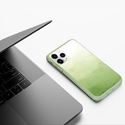 Чехол iPhone 11 Pro матовый Абстрактный лаймовый акварельный фон, цвет: 3D-салатовый — фото 2