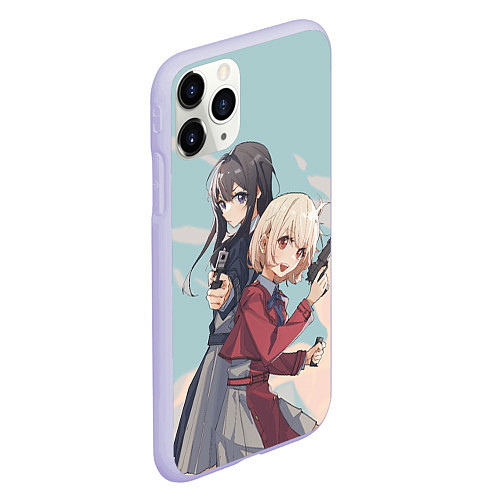 Чехол iPhone 11 Pro матовый Takina Inoue and Chisato Nishikigi - Lycoris Recoi / 3D-Светло-сиреневый – фото 2