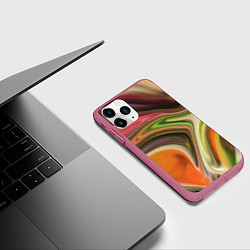 Чехол iPhone 11 Pro матовый Waves colors, цвет: 3D-малиновый — фото 2