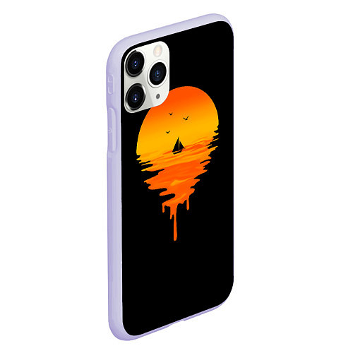 Чехол iPhone 11 Pro матовый Лавовый закат / 3D-Светло-сиреневый – фото 2