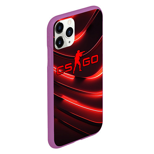 Чехол iPhone 11 Pro матовый CS GO red neon / 3D-Фиолетовый – фото 2