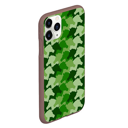 Чехол iPhone 11 Pro матовый Лошади, Единороги - камуфляж / 3D-Коричневый – фото 2