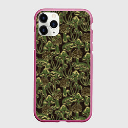 Чехол iPhone 11 Pro матовый Магические грибы - камуфляж, цвет: 3D-малиновый