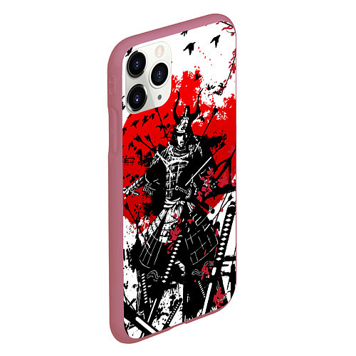 Чехол iPhone 11 Pro матовый Bushido warrior / 3D-Малиновый – фото 2