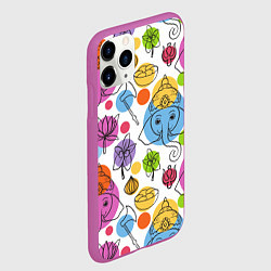 Чехол iPhone 11 Pro матовый Индийские слоники, цвет: 3D-фиолетовый — фото 2