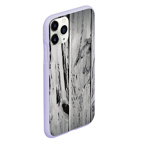 Чехол iPhone 11 Pro матовый Grey wood / 3D-Светло-сиреневый – фото 2