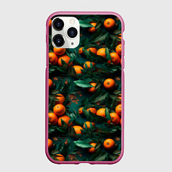 Чехол iPhone 11 Pro матовый Яркие апельсины, цвет: 3D-малиновый