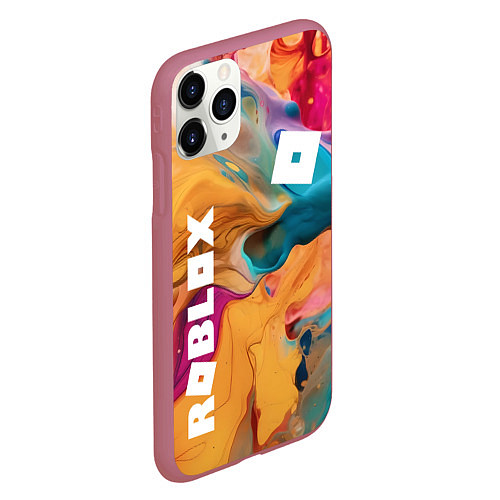 Чехол iPhone 11 Pro матовый Roblox Logo Color / 3D-Малиновый – фото 2