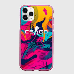 Чехол iPhone 11 Pro матовый Counter Strike Go Logo Color, цвет: 3D-малиновый