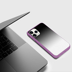 Чехол iPhone 11 Pro матовый Black and white gradient, цвет: 3D-фиолетовый — фото 2