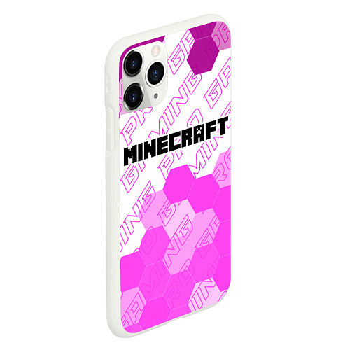 Чехол iPhone 11 Pro матовый Minecraft pro gaming: символ сверху / 3D-Белый – фото 2