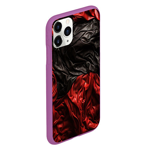 Чехол iPhone 11 Pro матовый Black red texture / 3D-Фиолетовый – фото 2