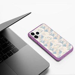 Чехол iPhone 11 Pro матовый Паттерн листьев, цвет: 3D-фиолетовый — фото 2