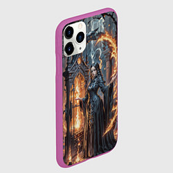 Чехол iPhone 11 Pro матовый Готическая ведьма и огонь в подземелье, цвет: 3D-фиолетовый — фото 2