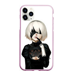 Чехол iPhone 11 Pro матовый Nier: Automata - 2B Кибергражданка, цвет: 3D-розовый