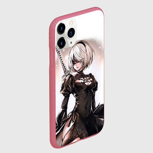 Чехол iPhone 11 Pro матовый Nier: Automata - 2B TechnoBlade / 3D-Малиновый – фото 2