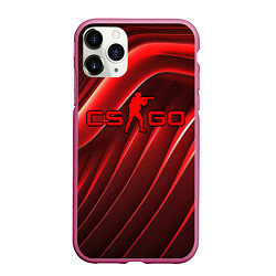 Чехол iPhone 11 Pro матовый CS GO red abstract, цвет: 3D-малиновый