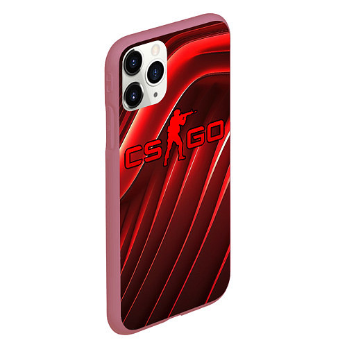 Чехол iPhone 11 Pro матовый CS GO red abstract / 3D-Малиновый – фото 2