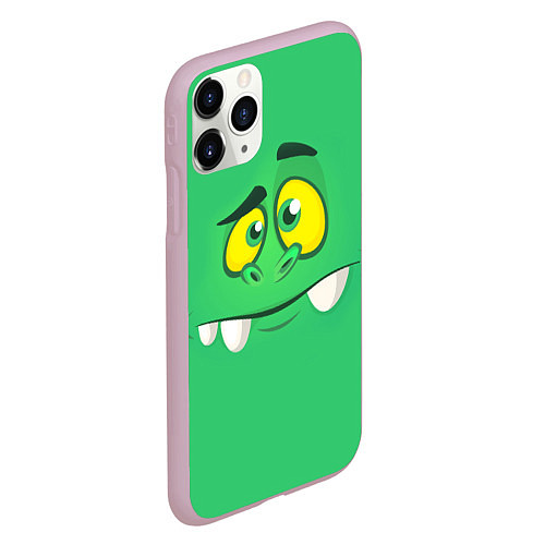 Чехол iPhone 11 Pro матовый Мультяшное лицо монстра / 3D-Розовый – фото 2