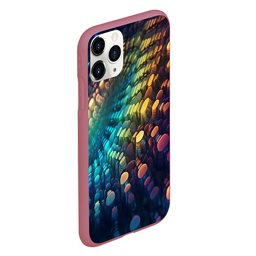 Чехол iPhone 11 Pro матовый Радужные блики нейроарт / 3D-Малиновый – фото 2