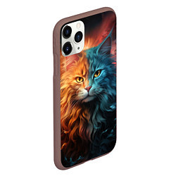 Чехол iPhone 11 Pro матовый Сердитый котик, цвет: 3D-коричневый — фото 2