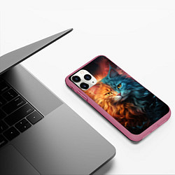 Чехол iPhone 11 Pro матовый Сердитый котик, цвет: 3D-малиновый — фото 2