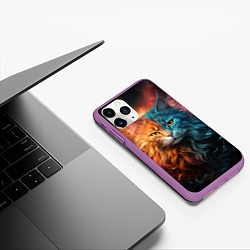 Чехол iPhone 11 Pro матовый Сердитый котик, цвет: 3D-фиолетовый — фото 2