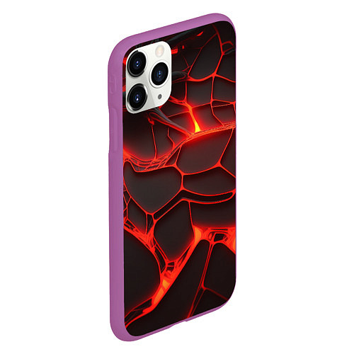 Чехол iPhone 11 Pro матовый Разлом красных плит / 3D-Фиолетовый – фото 2