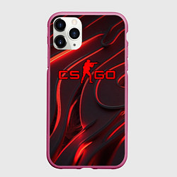 Чехол iPhone 11 Pro матовый CSGO red abstract, цвет: 3D-малиновый