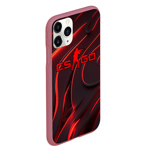 Чехол iPhone 11 Pro матовый CSGO red abstract / 3D-Малиновый – фото 2