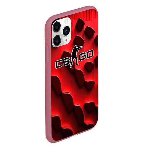 Чехол iPhone 11 Pro матовый CS GO black red abstract / 3D-Малиновый – фото 2