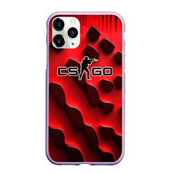 Чехол iPhone 11 Pro матовый CS GO black red abstract, цвет: 3D-светло-сиреневый