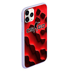 Чехол iPhone 11 Pro матовый CS GO black red abstract, цвет: 3D-светло-сиреневый — фото 2