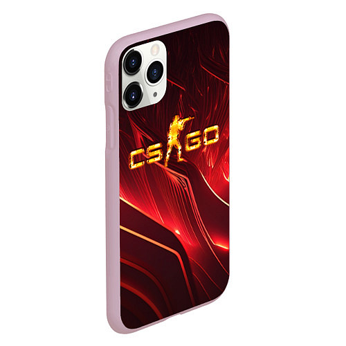 Чехол iPhone 11 Pro матовый CS GO fire logo / 3D-Розовый – фото 2