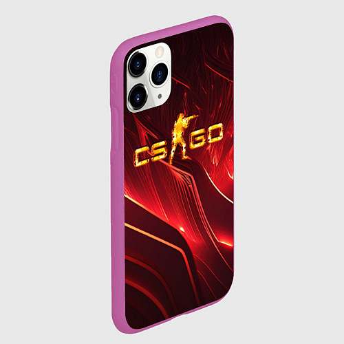 Чехол iPhone 11 Pro матовый CS GO fire logo / 3D-Фиолетовый – фото 2