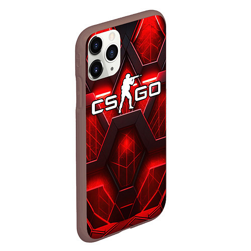 Чехол iPhone 11 Pro матовый CS GO red space abstract / 3D-Коричневый – фото 2